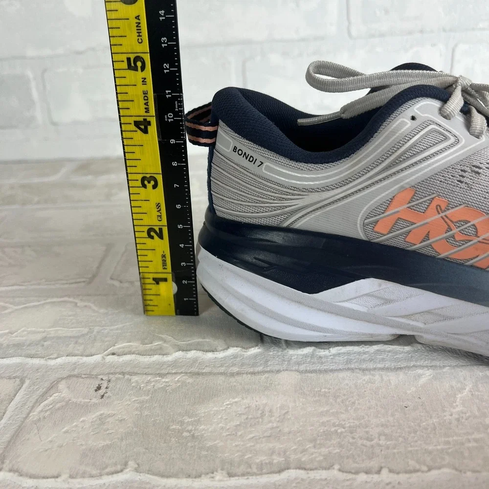 Hoka One One Bondi‎ 7 Sneakers Womens Running Shoes Lunar Rock Blue Cushioned